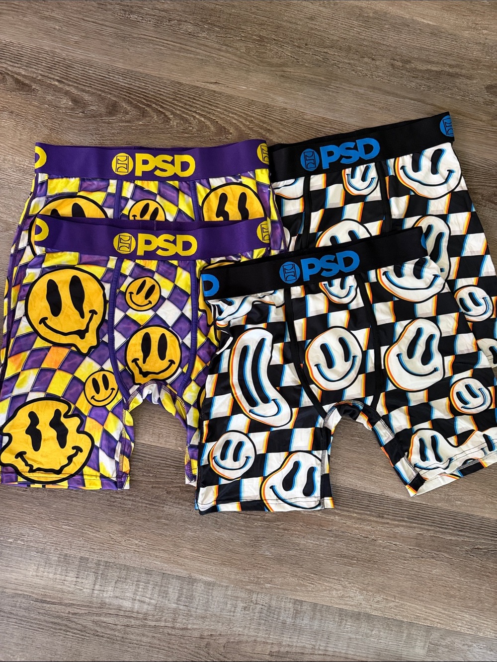 PSD | Smiley Face Boxer Briefs - Purple, Yellow & Black 4 pairs